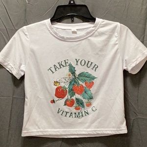 White T-shirt with strawberries